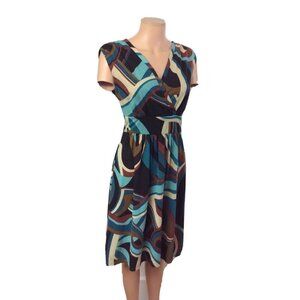 Colin Houlder Mod Print Wrap Dress Womens Small